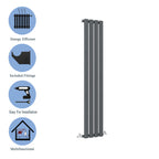 Aver-Growth- Designer Vertical 1600x236mm Single Anthracite Oval Column Radiator