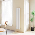 Aver-Growth- Designer Vertical 1600x354mm Double White Oval Column Radiator