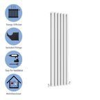 Aver-Growth- Designer Vertical 1600x354mm Double White Oval Column Radiator