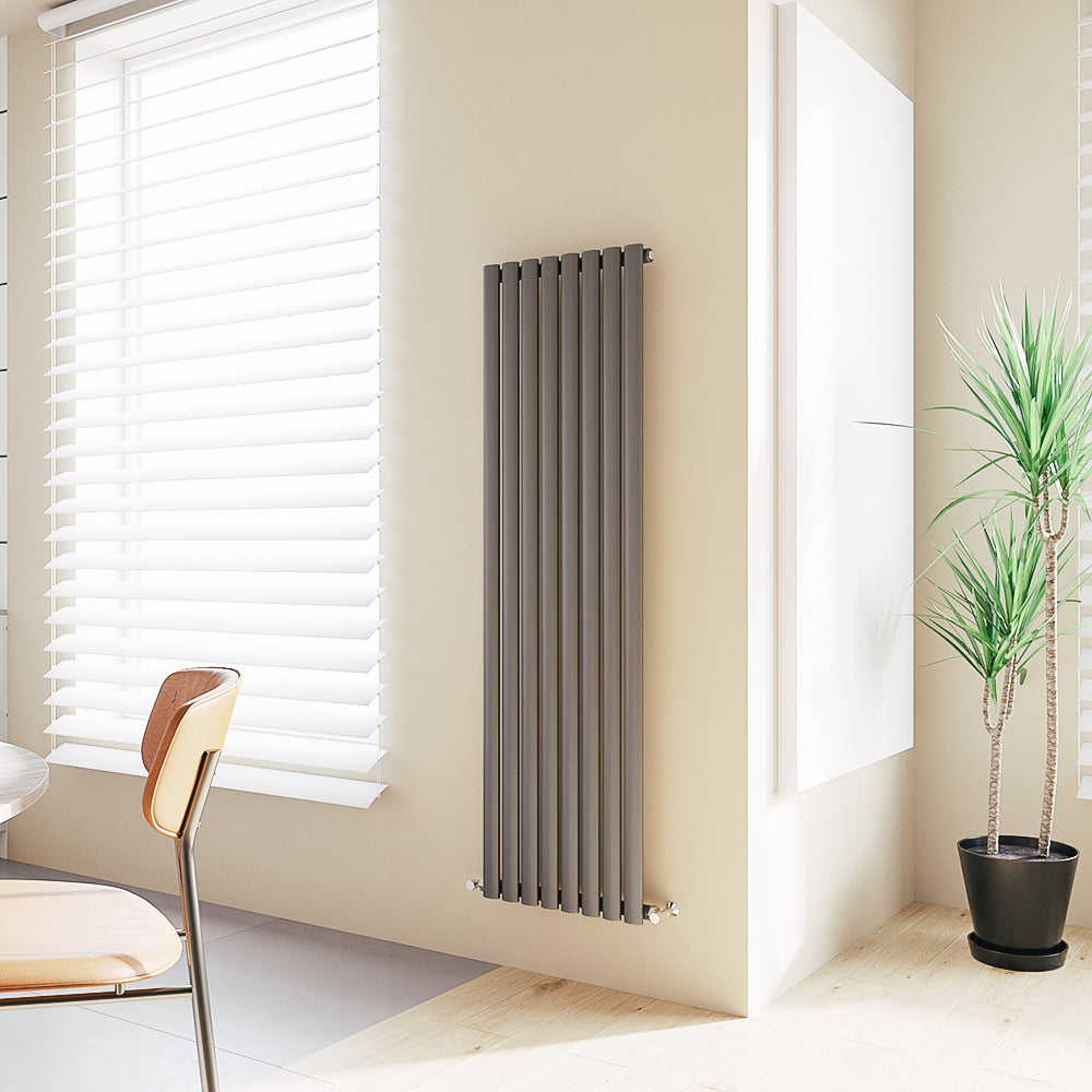 Aver-Growth- Designer Vertical 1600x472mm Single Anthracite Oval Column Radiator
