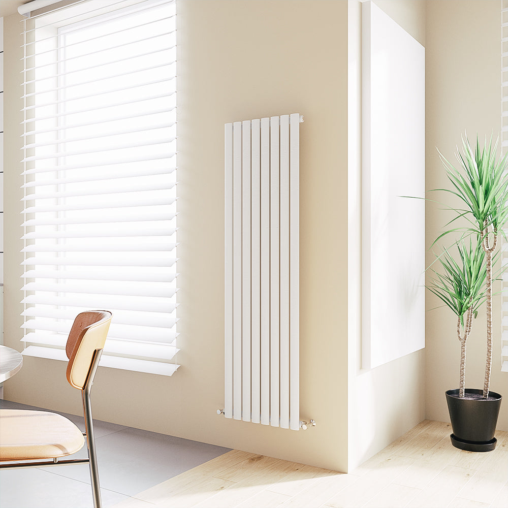 Aver-Growth- Designer Vertical 1600x472mm Single White Oval Column Radiator