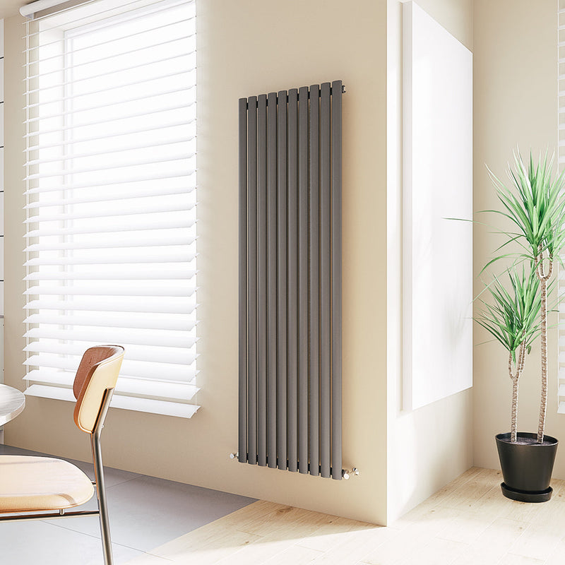 Aver-Growth- Designer Vertical 1800x590mm Single Anthracite Oval Column Radiator