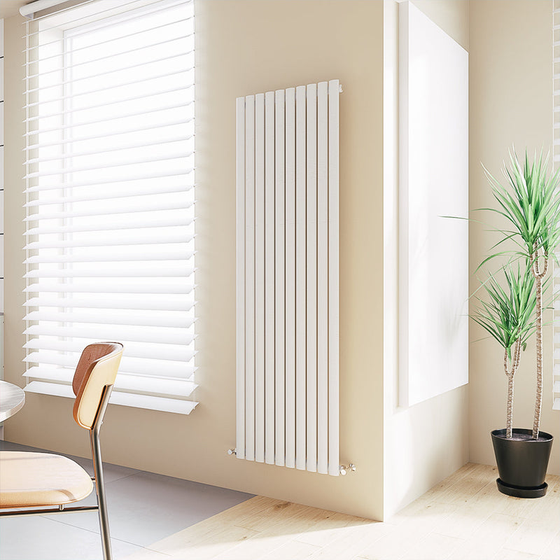 Aver-Growth- Designer Vertical 1800x590mm Single White Oval Column Radiator