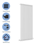 Aver-Growth- Designer Vertical 1800x590mm Single White Oval Column Radiator