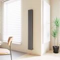 Aver-Growth- Designer Vertical 1800x236mm Double Anthracite Oval Column Radiator