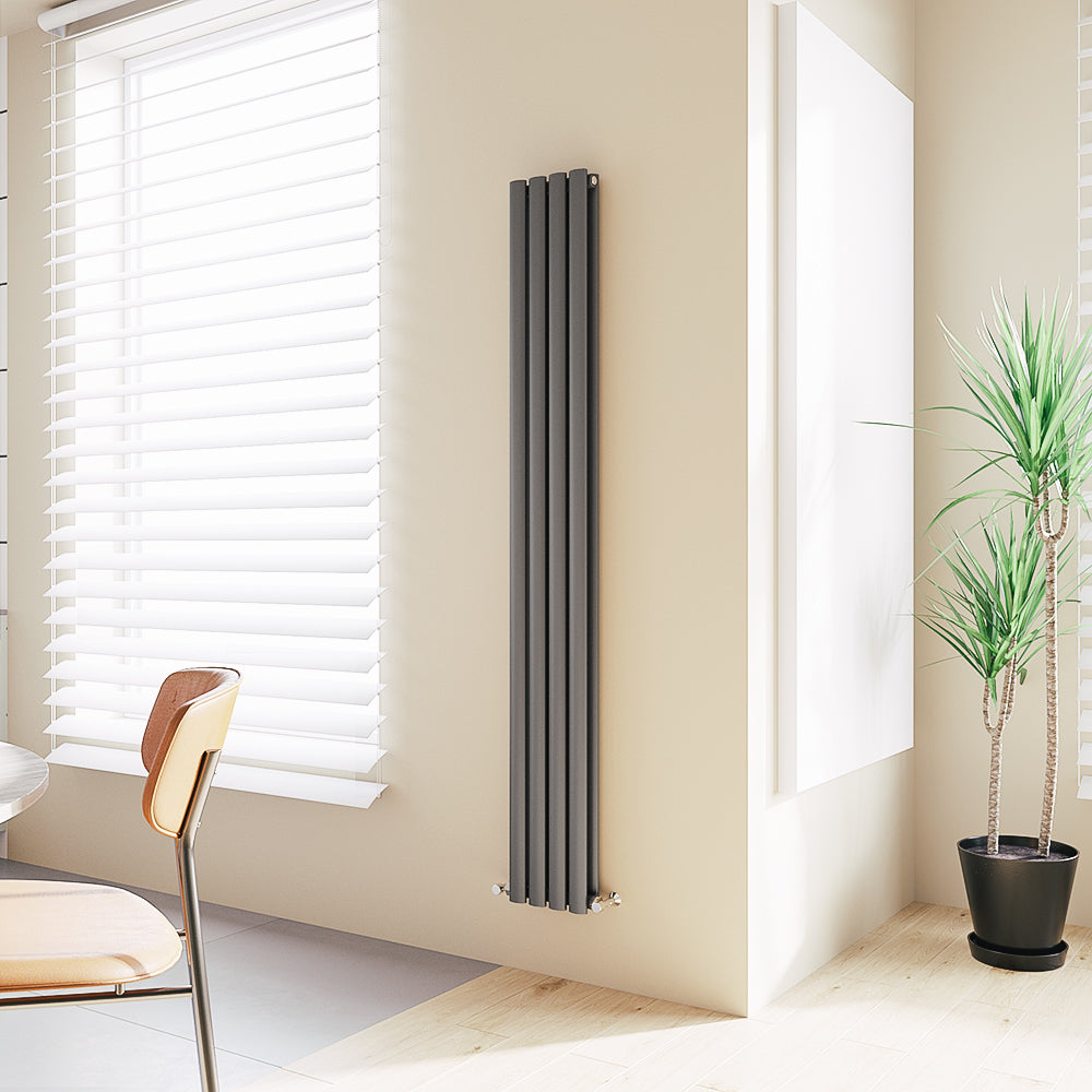 Aver-Growth- Designer Vertical 1800x236mm Double Anthracite Oval Column Radiator