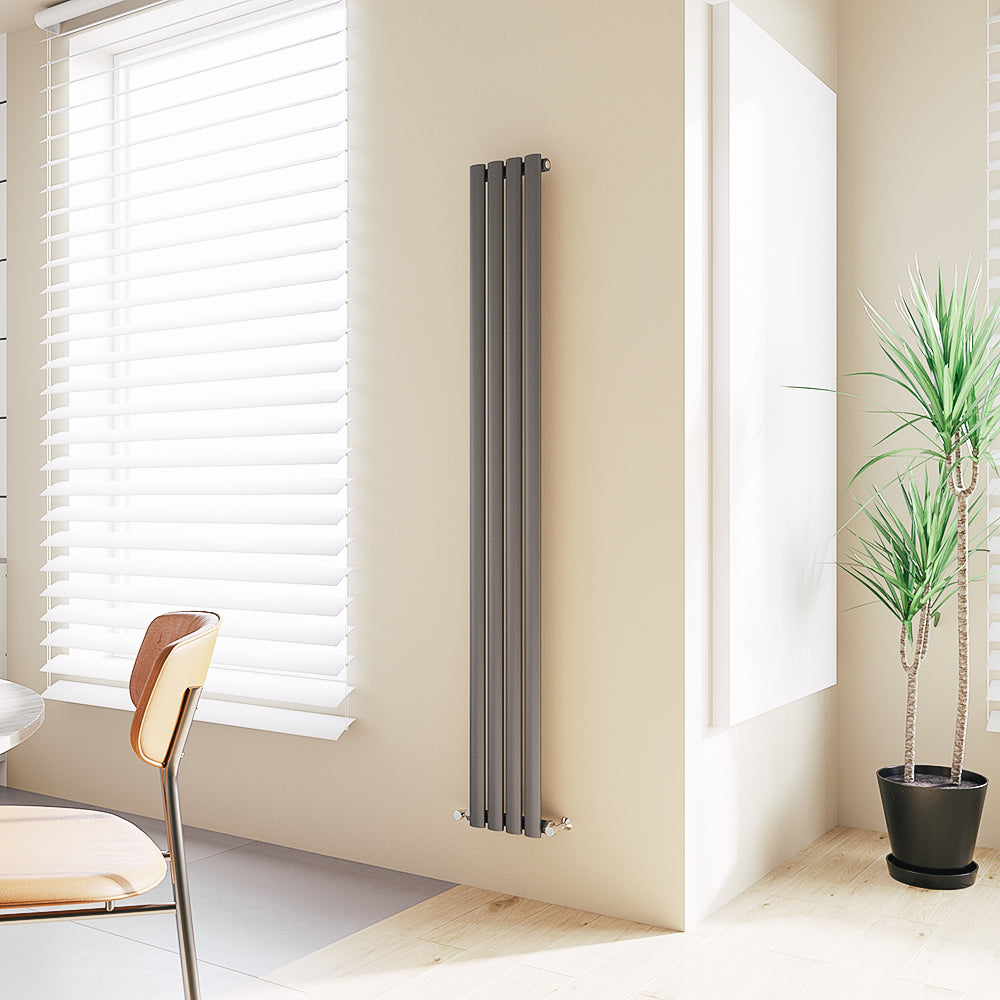 Aver-Growth- Designer Vertical 1800x236mm Single Anthracite Oval Column Radiator