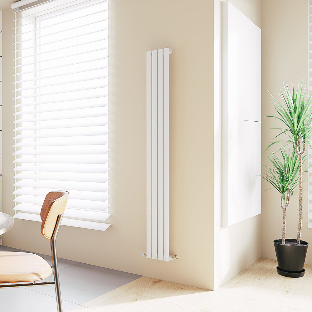 Aver-Growth- Designer Vertical 1800x236mm Single White Oval Column Radiator
