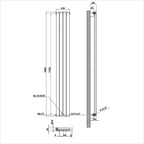 1800x236mm single white oval column radiator dimension