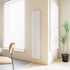 Aver-Growth- Designer Vertical 1800x354mm Double White Oval Column Radiator