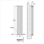 1800x354mm double white oval column radiator dimension