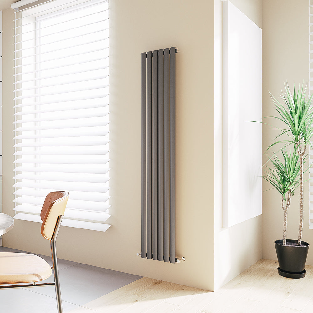 Aver-Growth- Designer Vertical 1800x354mm Single Anthracite Oval Column Radiator
