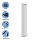 Aver-Growth- Designer Vertical 1800x354mm Single White Oval Column Radiator