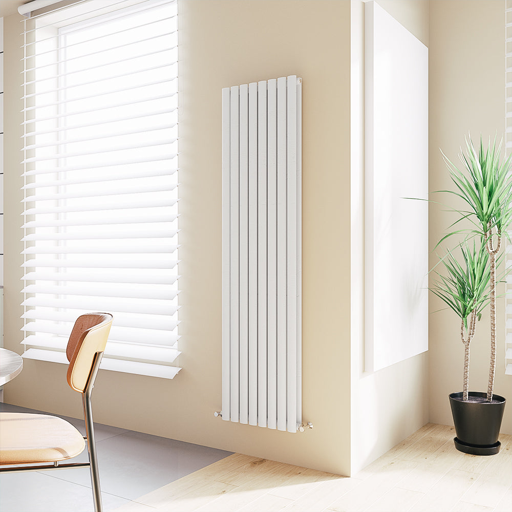 Aver-Growth- Designer Vertical 1800x472mm Double White Oval Column Radiator