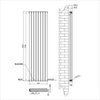 1800x472mm double anthracite oval column radiator dimension