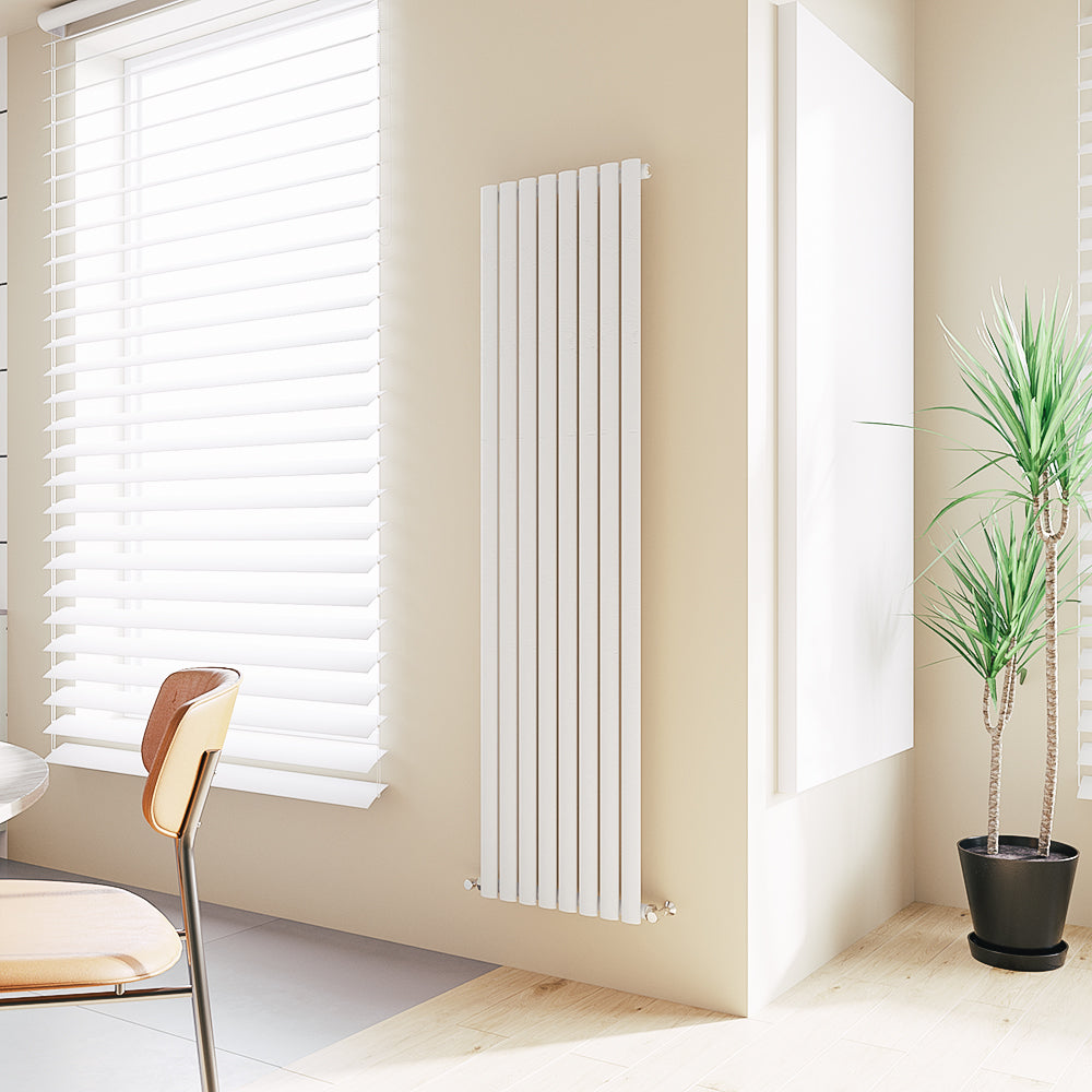 Aver-Growth- Designer Vertical 1800x472mm Single White Oval Column Radiator