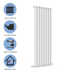 Aver-Growth- Designer Vertical 1800x472mm Single White Oval Column Radiator
