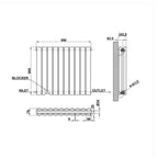 600x590mm black double oval column radiator dimension