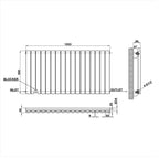 600x1003mm black single oval column radiator dimension