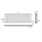 600x1593mm black double oval column radiator dimension