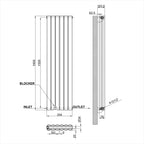 1600x354mm black double oval column radiator dimension