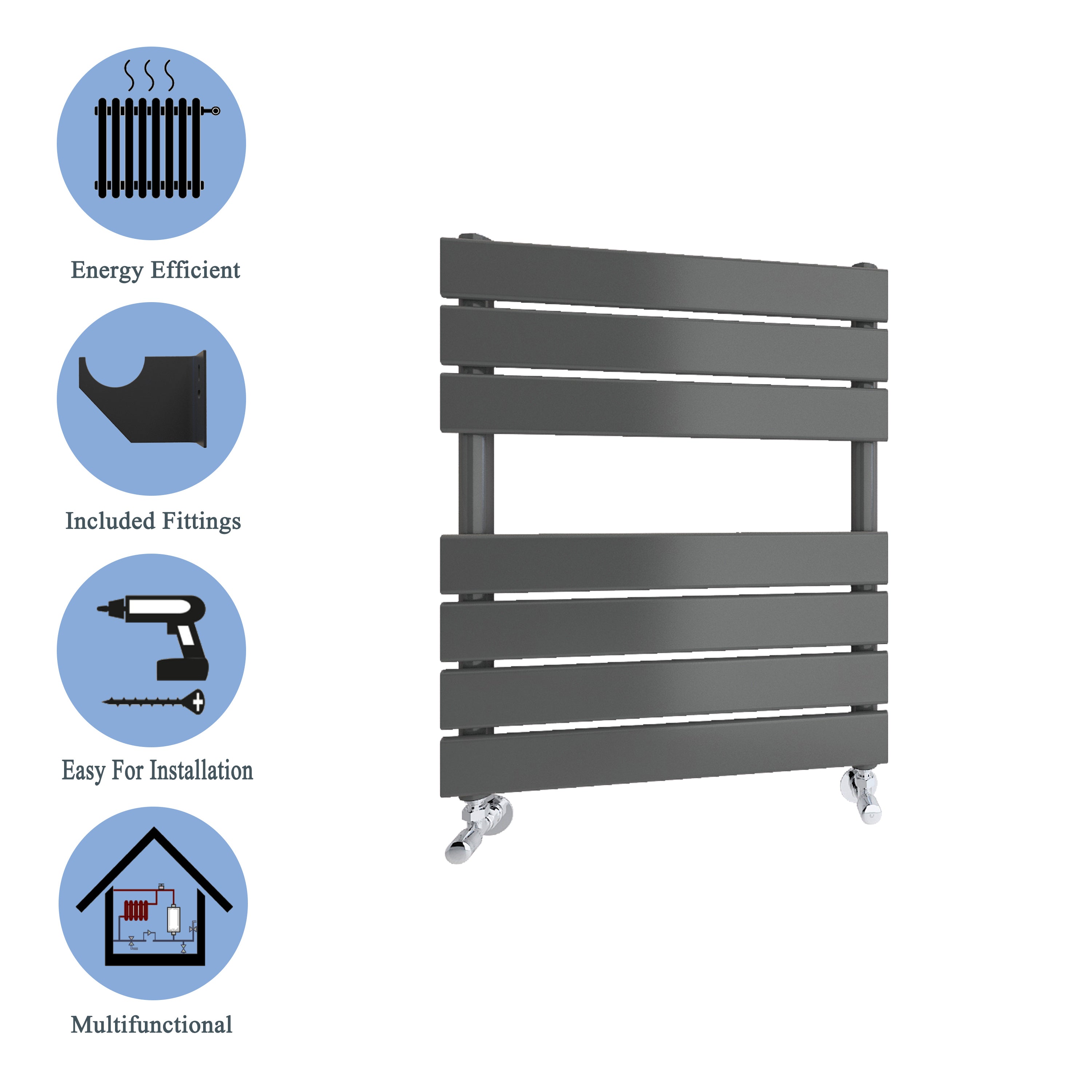 Aver-Growth- Bathroom 650x500mm Anthracite Towel Rail Radiator