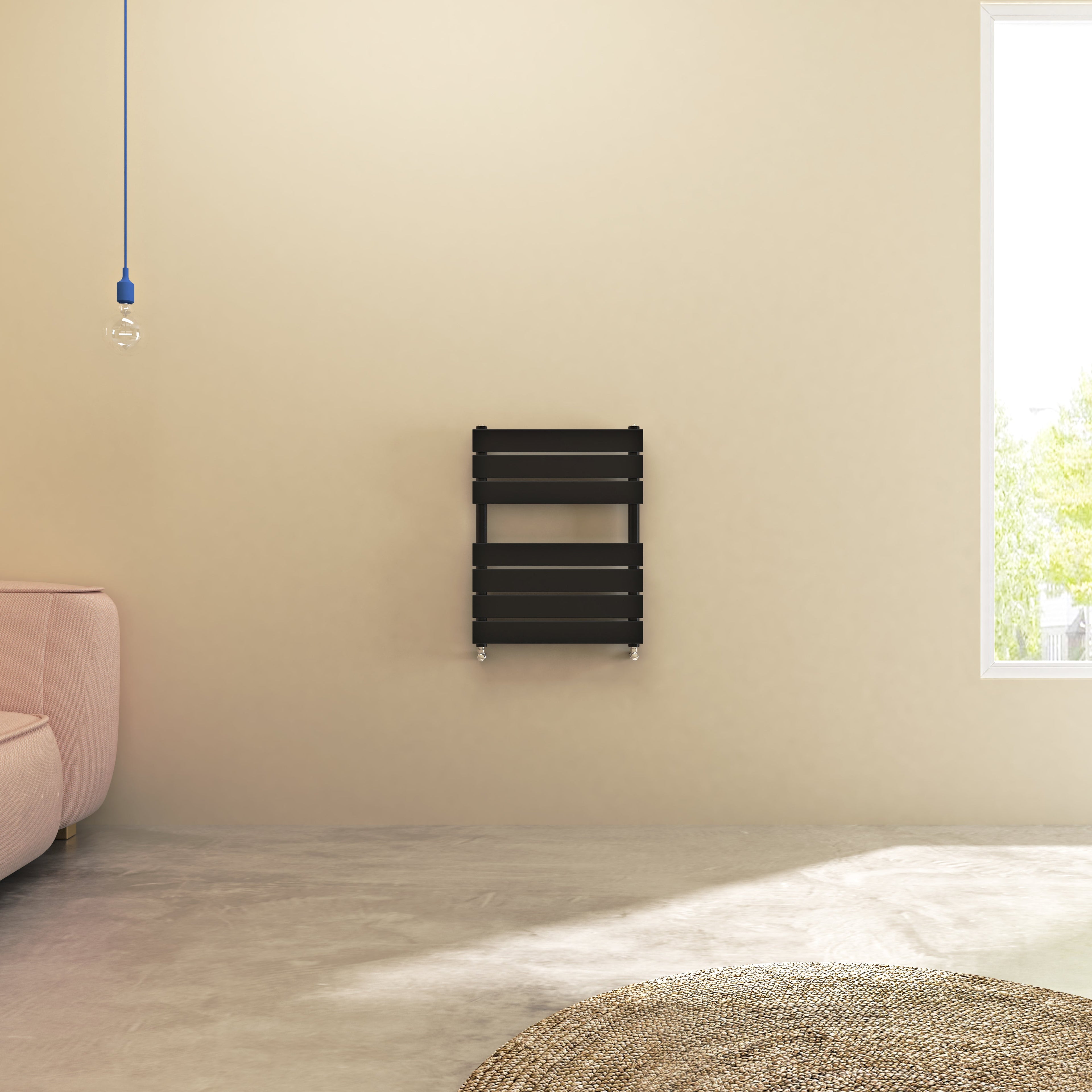 Aver-Growth- Bathroom 650x500mm Black Towel Rail Radiator