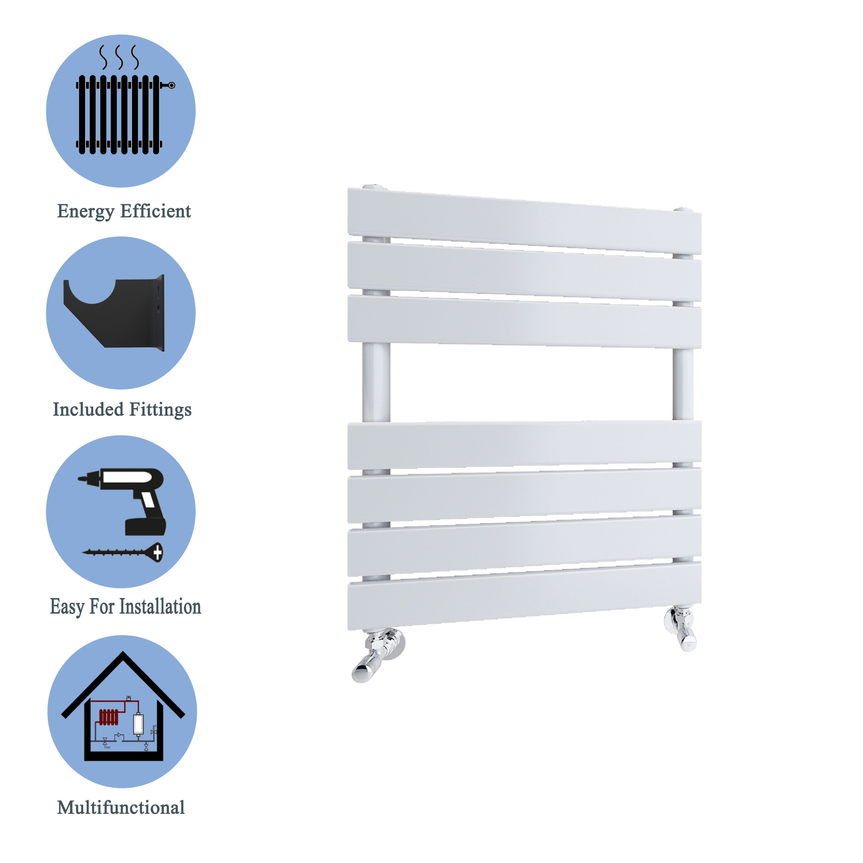 Aver-Growth- Bathroom 650x500mm White Towel Rail Radiator
