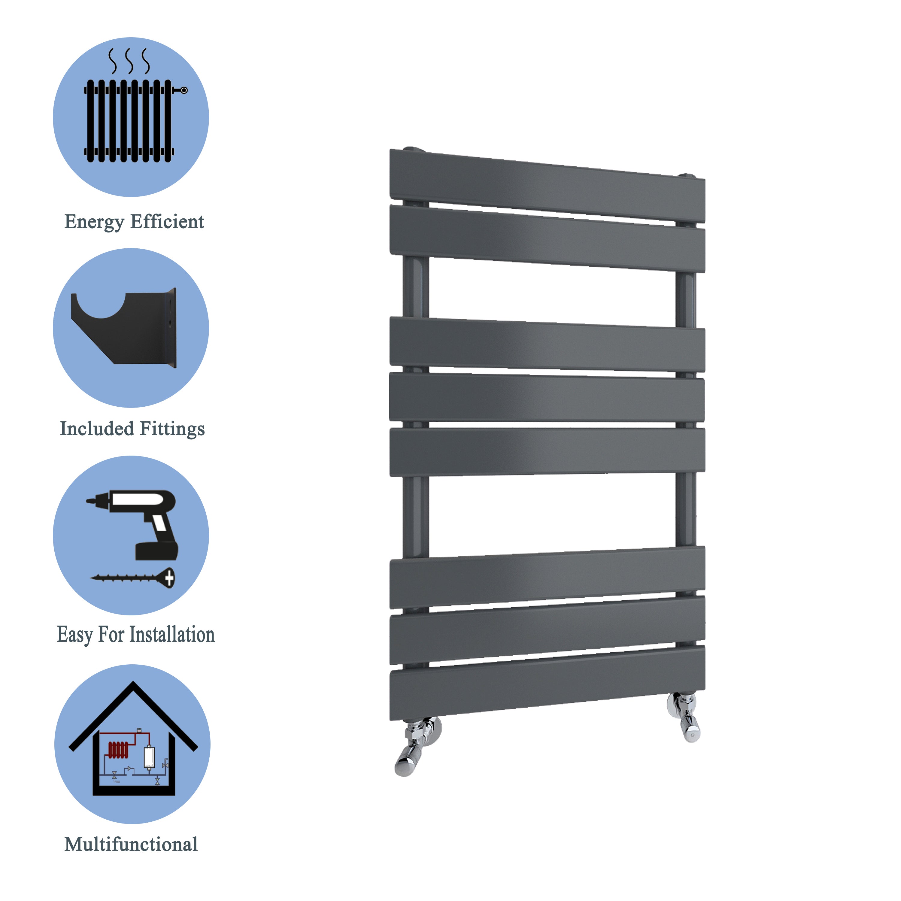 Aver-Growth- Bathroom 800x450mm Anthracite Towel Rail Radiator