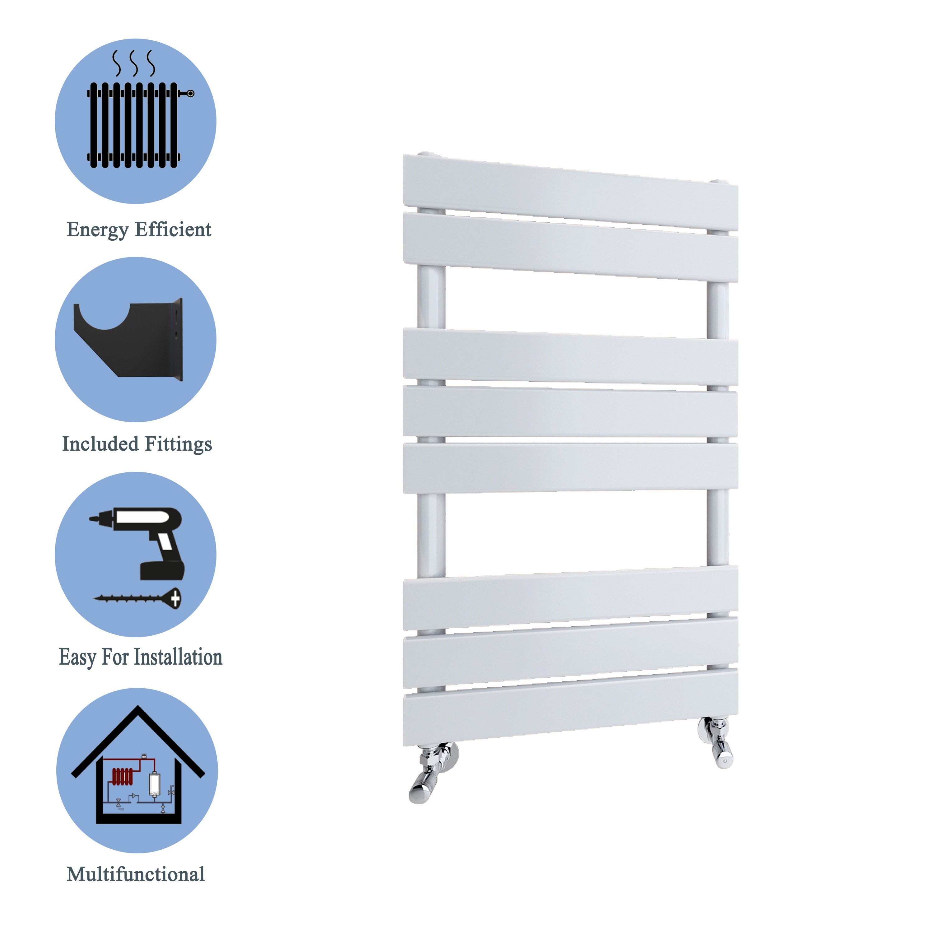 Aver-Growth- Bathroom 800x450mm White Towel Rail Radiator