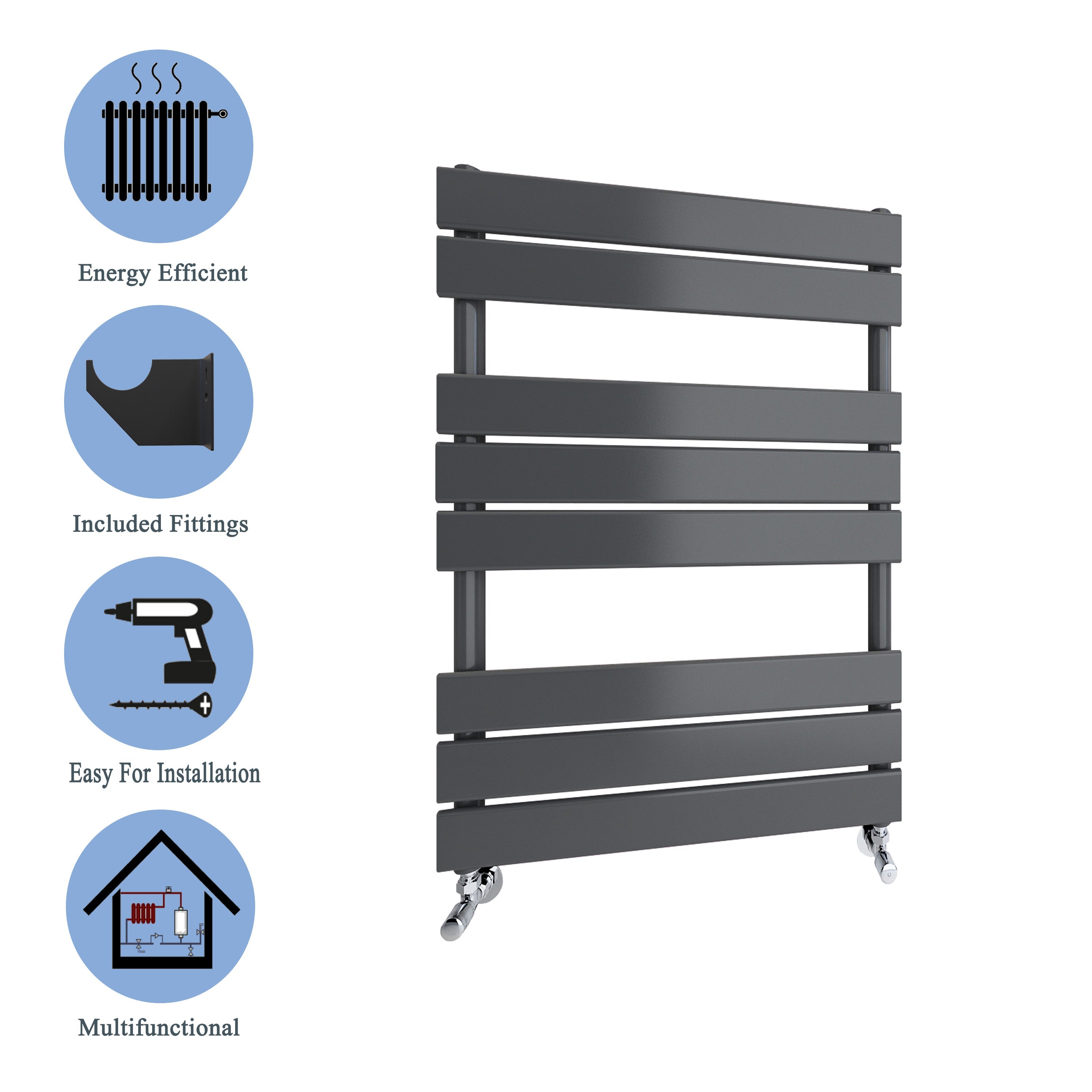 Aver-Growth- Bathroom 800x600mm Anthracite Towel Rail Radiator