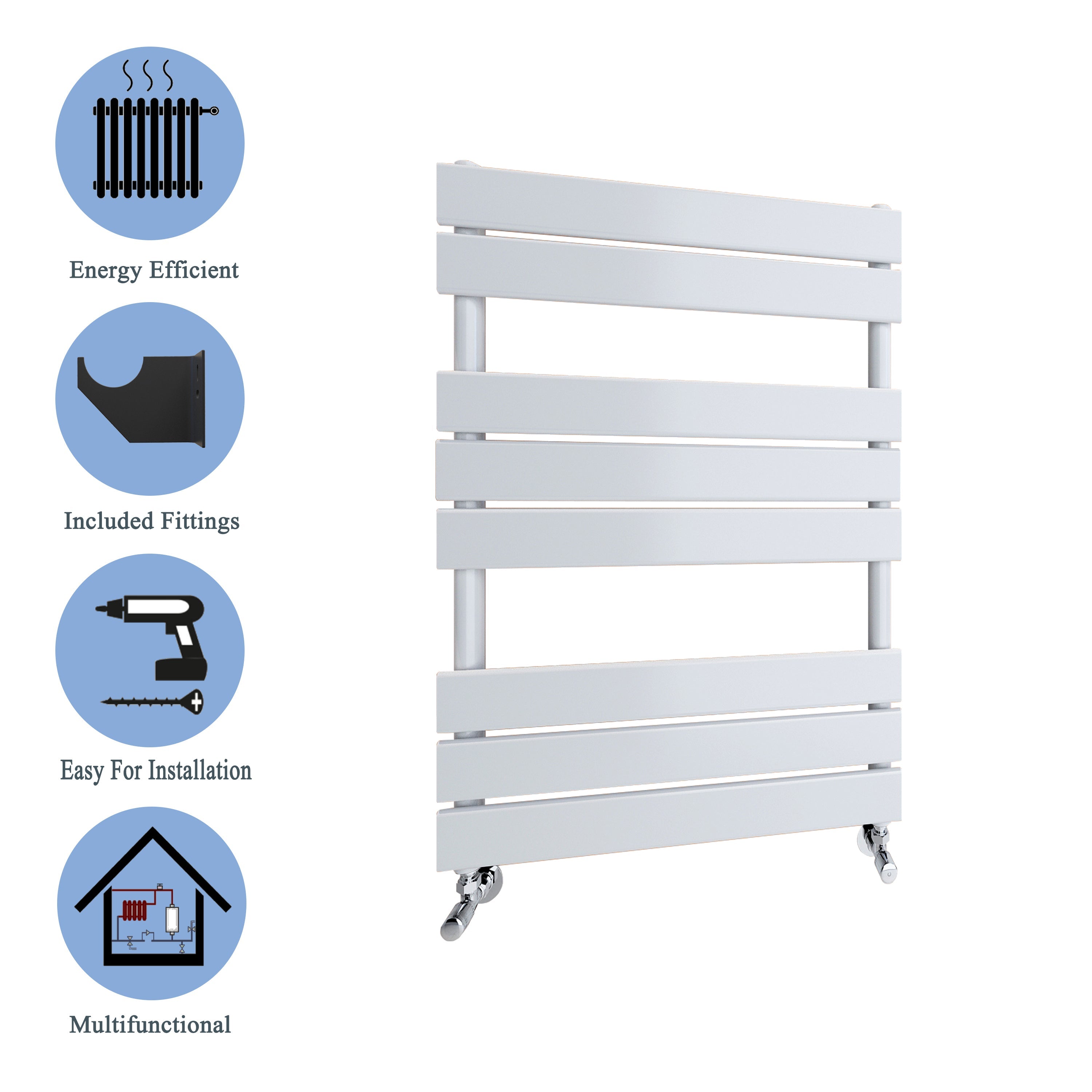 Aver-Growth- Bathroom 800x600mm White Towel Rail Radiator