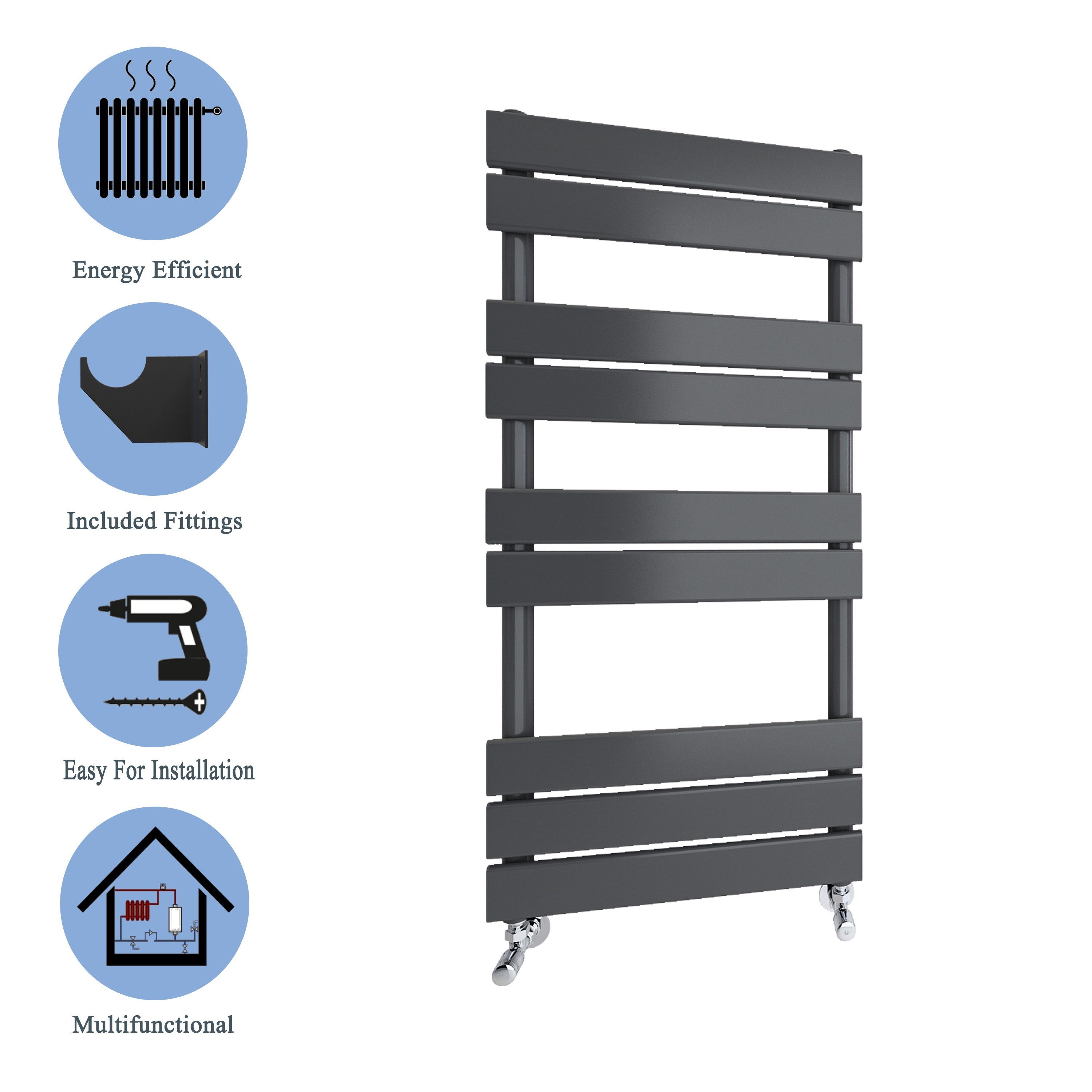 Aver-Growth- Bathroom 1000x450mm Anthracite Towel Rail Radiator