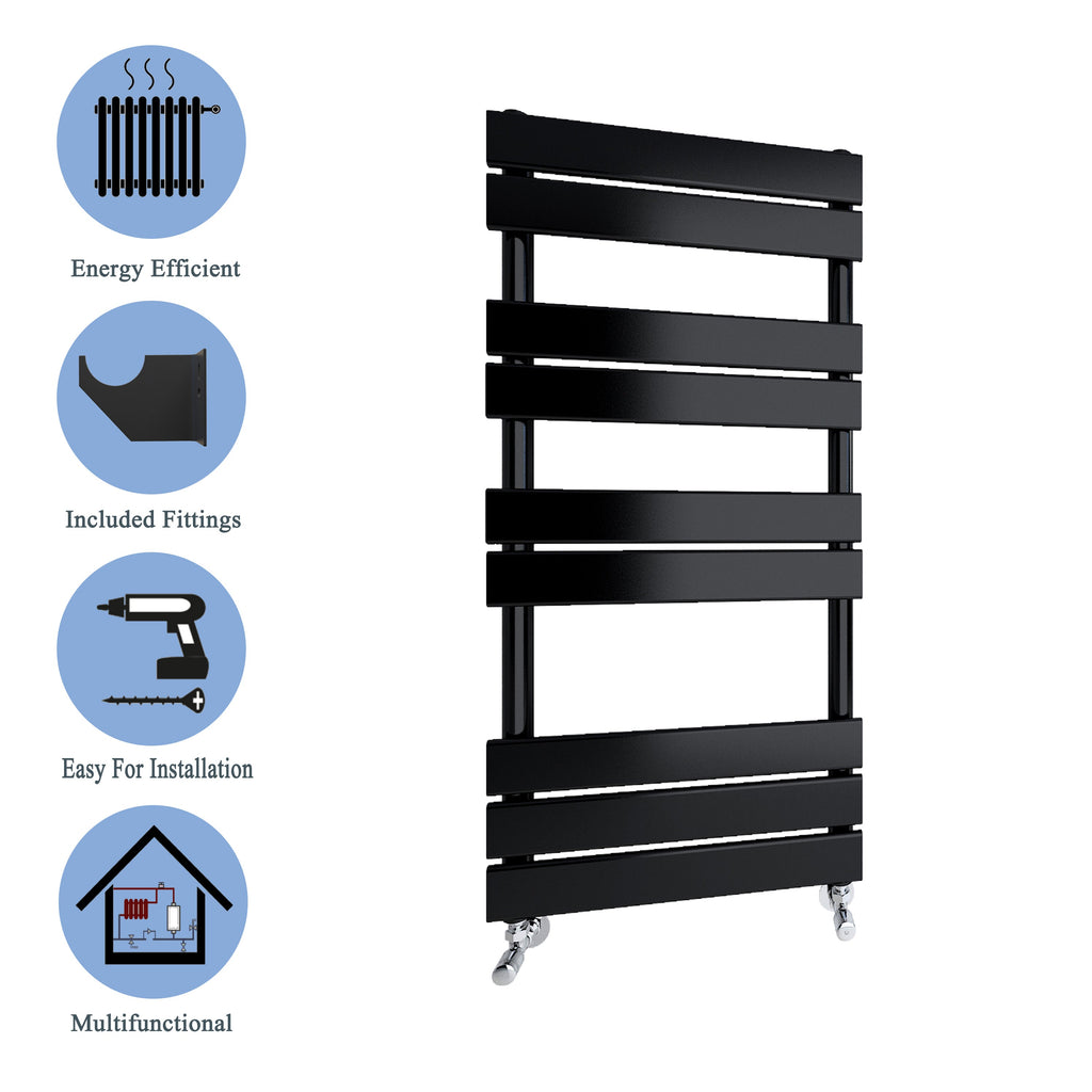 Aver-Growth- Bathroom 1000x450mm Black Towel Rail Radiator