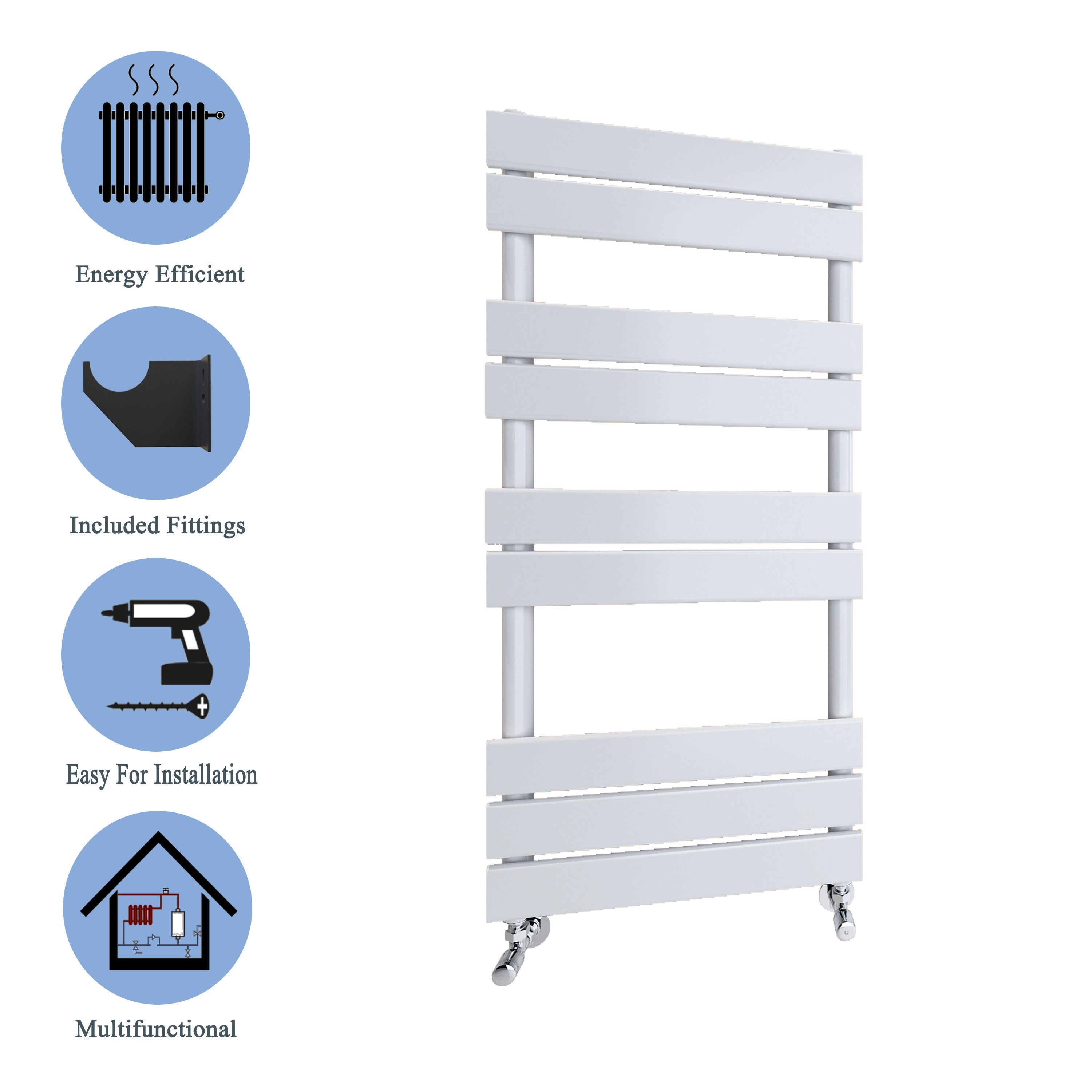 Aver-Growth- Bathroom 1000x450mm White Towel Rail Radiator