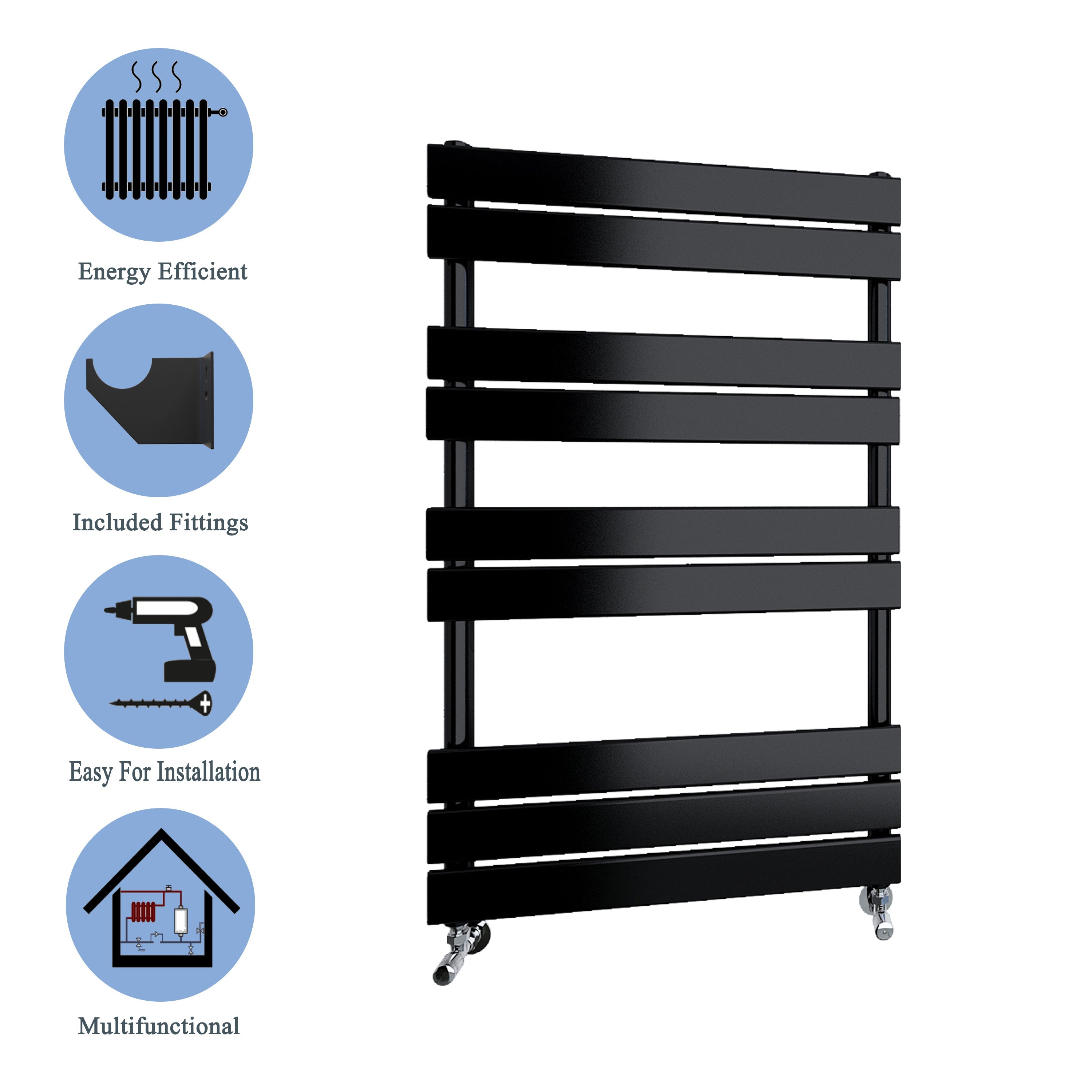 Aver-Growth- Bathroom 1000x600mm Black Towel Rail Radiator
