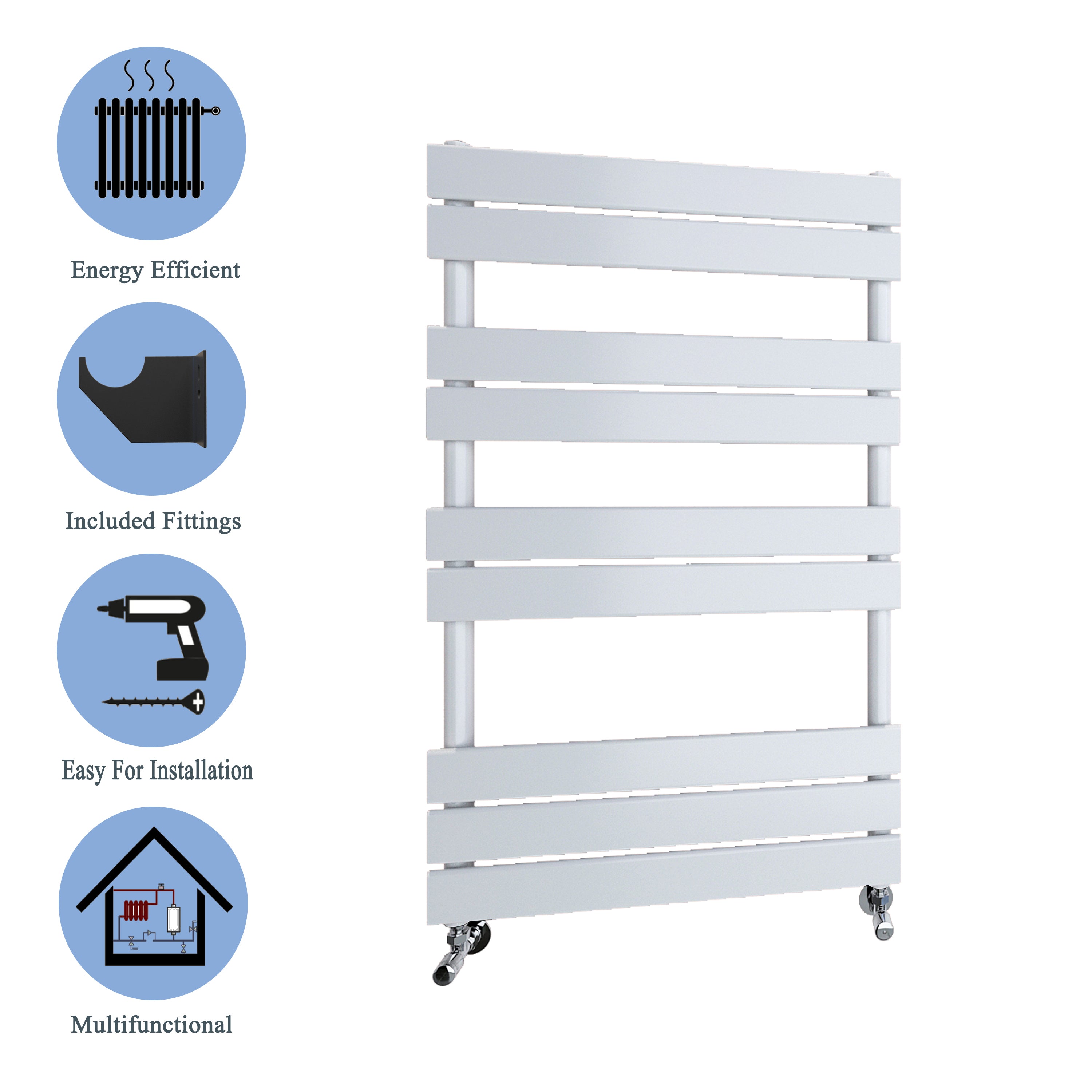 Aver-Growth- Bathroom 1000x600mm White Towel Rail Radiator