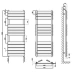 1200x450mm black towel rail radiator dimension