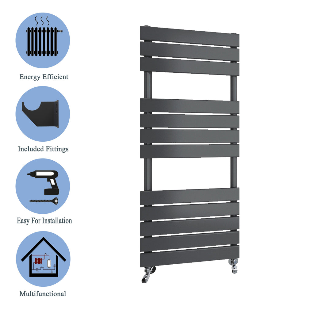 Aver-Growth- Bathroom 1200x450mm Anthracite Towel Rail Radiator