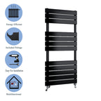 Aver-Growth- Bathroom 1200x450mm Black Towel Rail Radiator