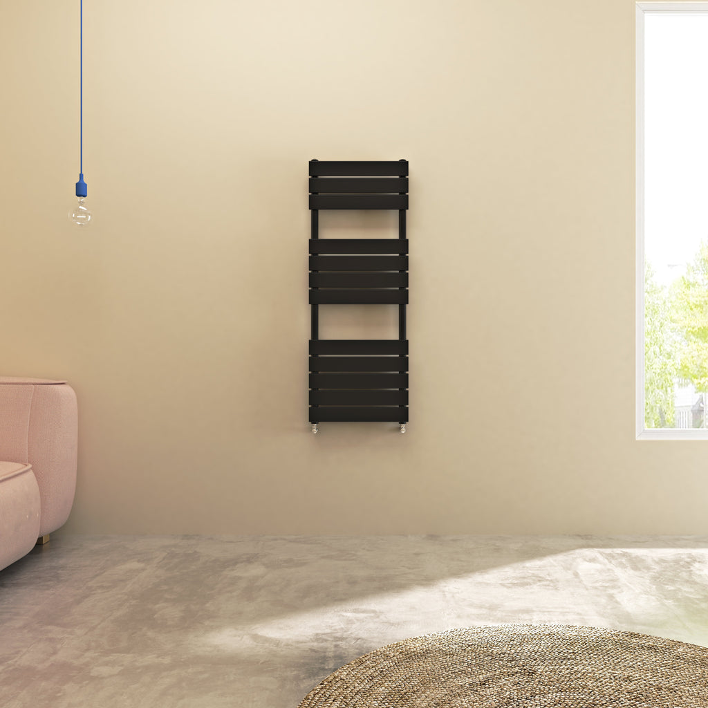 Aver-Growth- Bathroom 1200x450mm Black Towel Rail Radiator
