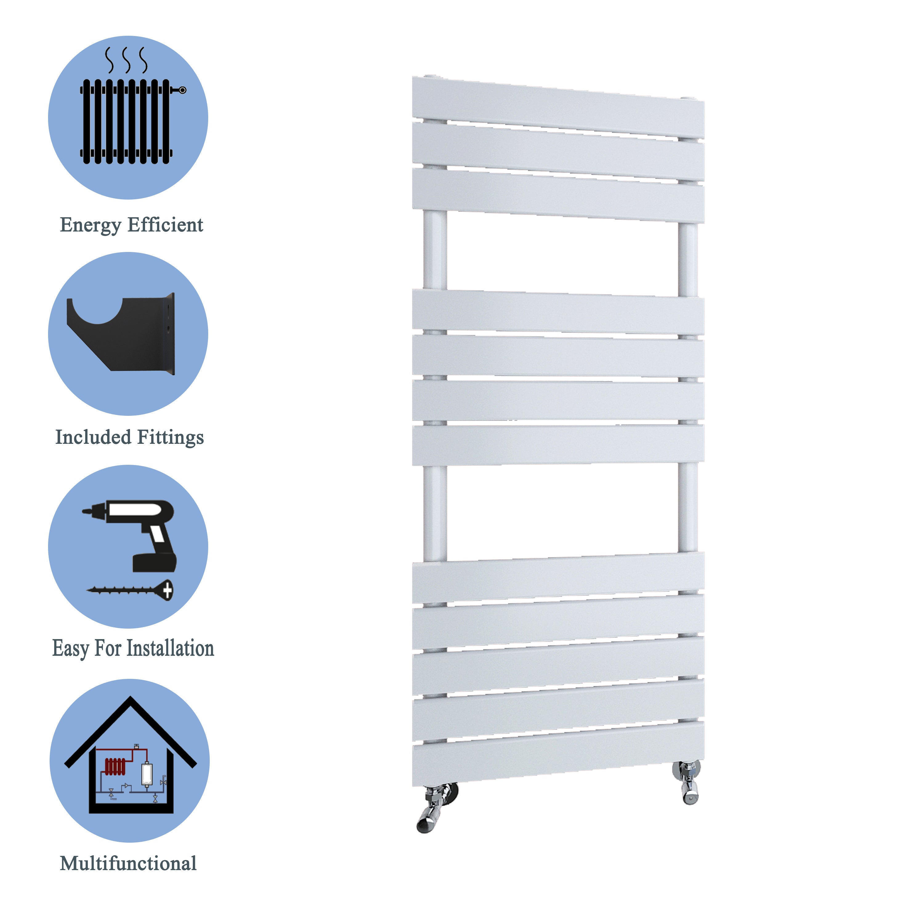 Aver-Growth- Bathroom 1200x450mm White Towel Rail Radiator