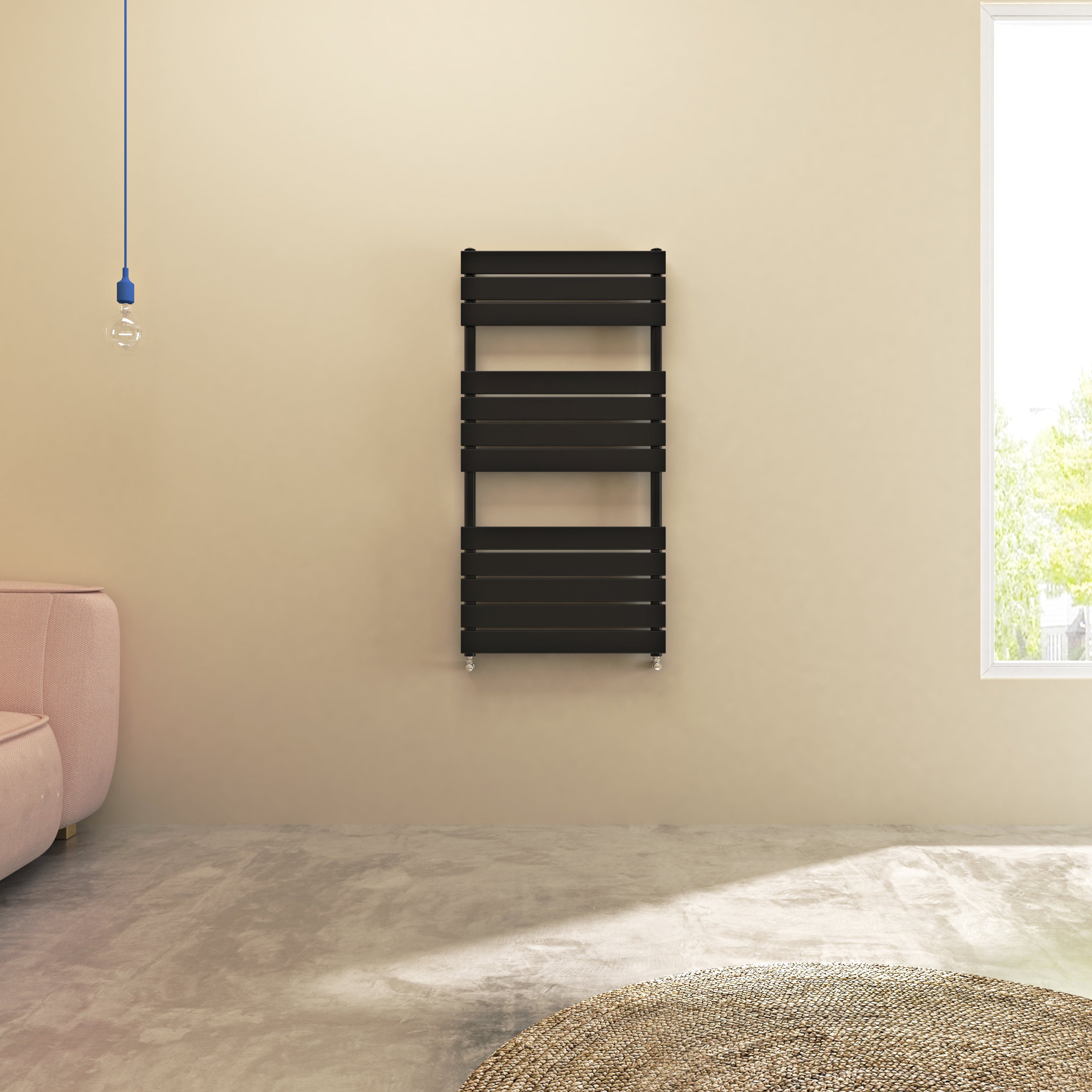 Aver-Growth- Bathroom 1200x600mm Black Towel Rail Radiator