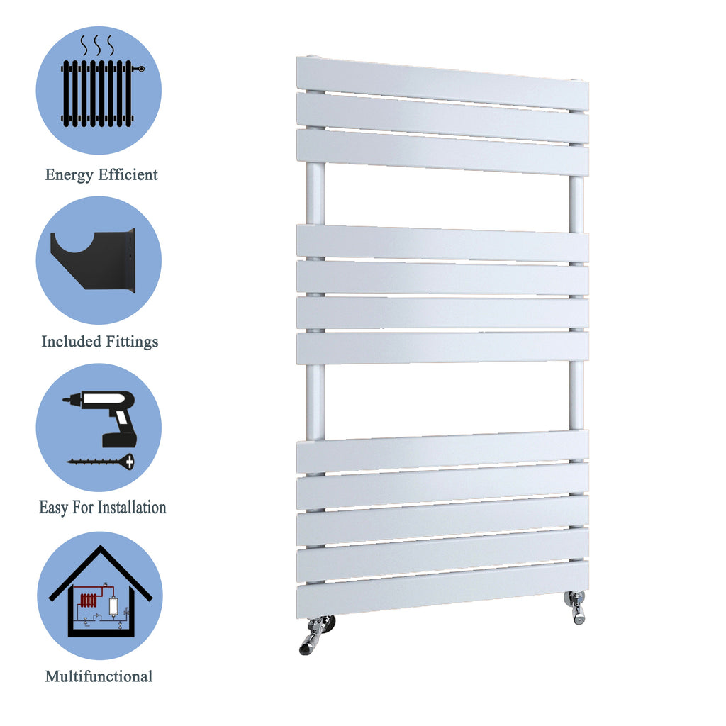 Aver-Growth- Bathroom 1200x600mm White Towel Rail Radiator