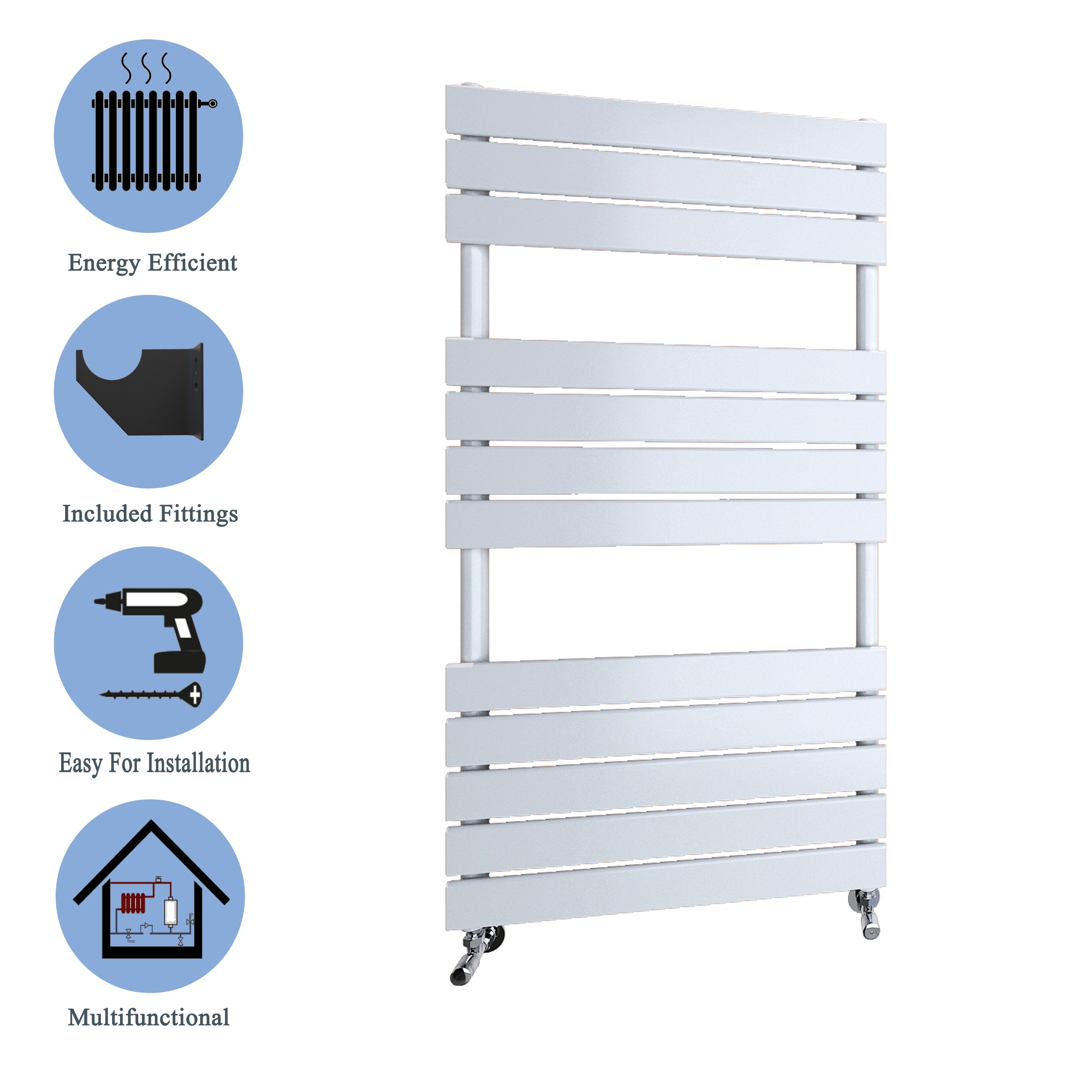 Aver-Growth- Bathroom 1200x600mm White Towel Rail Radiator