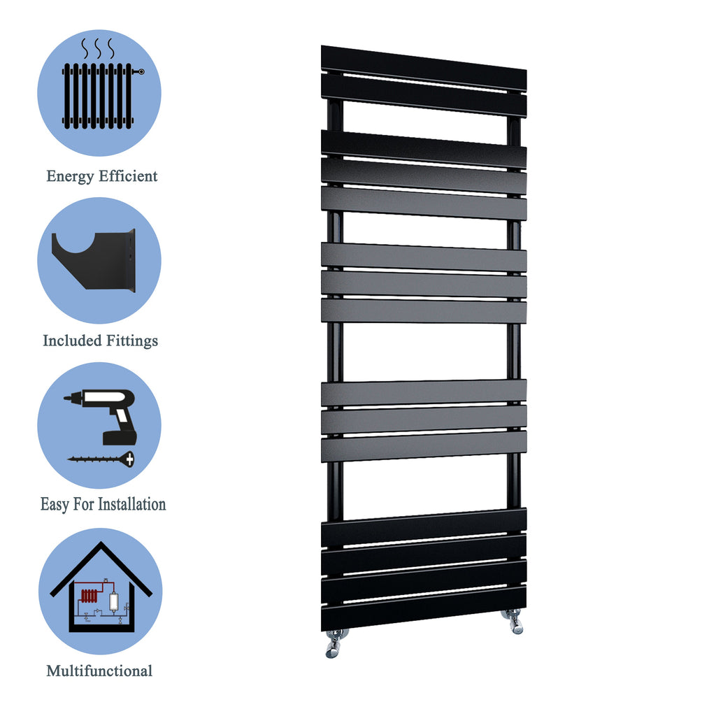 Aver-Growth- Bathroom 1600x450mm Black Towel Rail Radiator