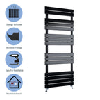 Aver-Growth- Bathroom 1600x450mm Black Towel Rail Radiator