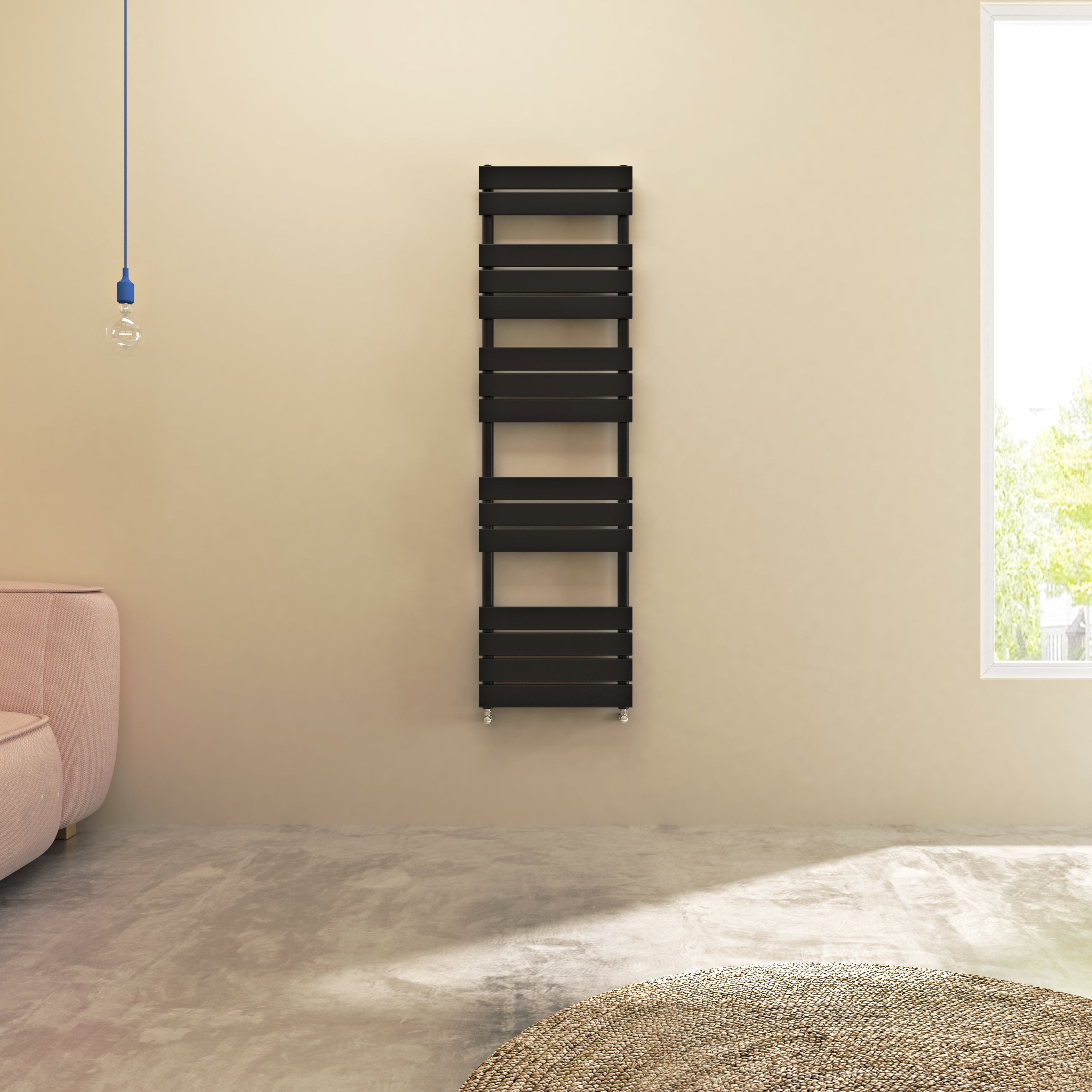 Aver-Growth- Bathroom 1600x450mm Black Towel Rail Radiator