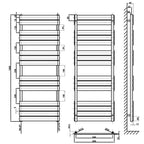 1600x600mm white towel rail radiator dimension