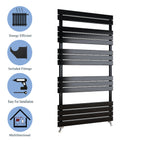 Aver-Growth- Bathroom 1600x600mm Black Towel Rail Radiator